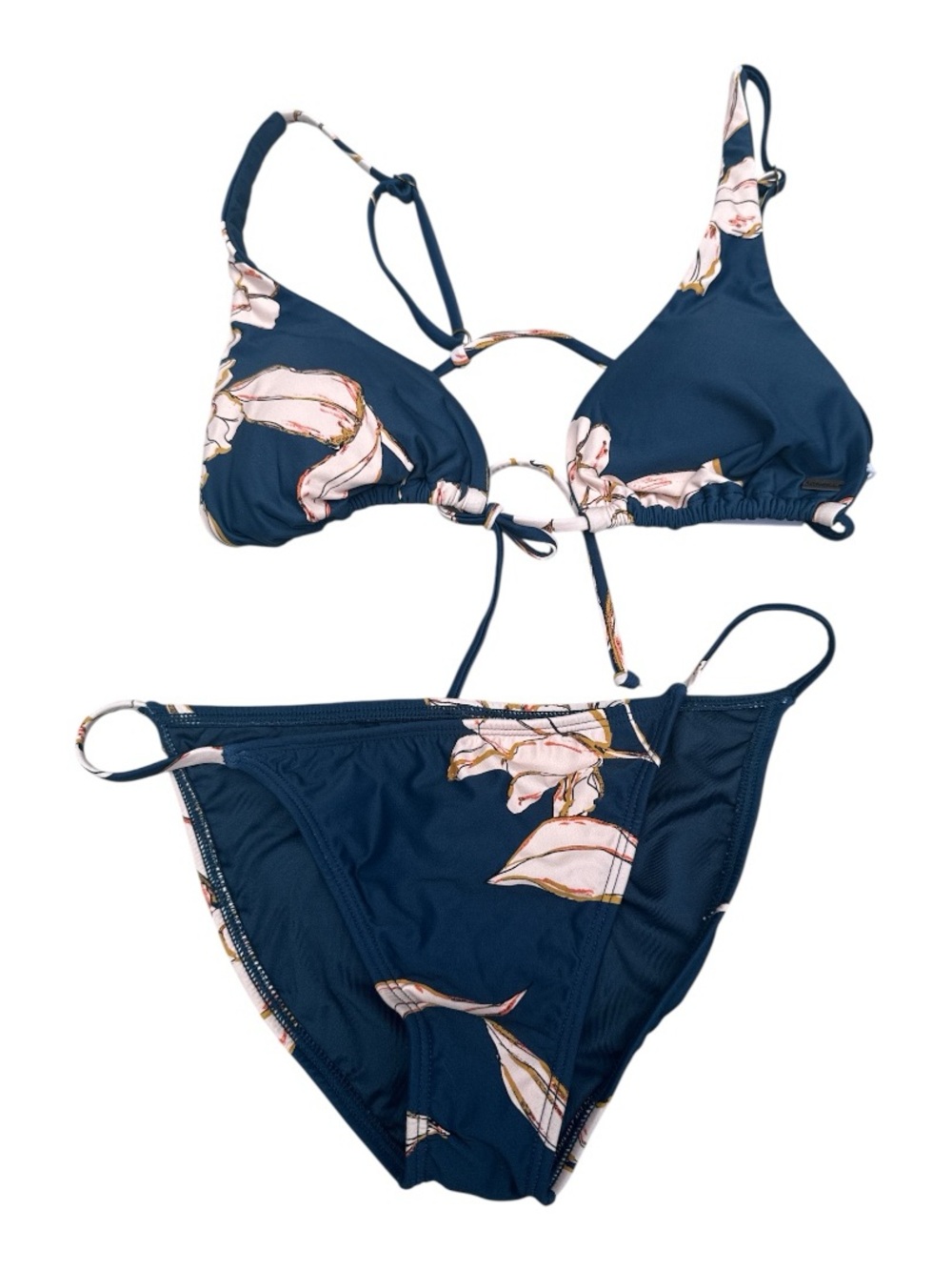 O'Neill Navy Floral String Bikini Set Size Small NWT - Picture 2 of 4